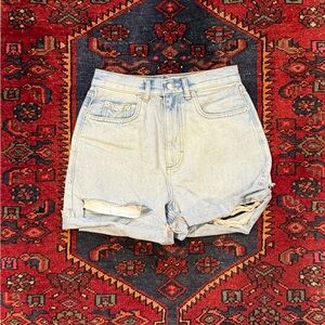 ASOS Blue Jean Shorts Distressed High-Waisted